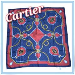 カルティエ スカーフ ネイビー チェーン柄 Cartier