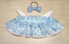 LOVOT＊ラボット服ハンドメイド＊水色レースのドレスワンピースとリボン＊