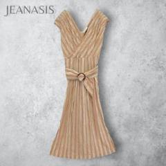 【JEANASIS ジーナシス】　ストライプベルト付きワンピース　ロースリーブ