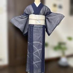 単衣　付け下げフルセット　訪問着　着物　正絹　木目模様　青　刺繍　G5 2025年最新】付け下げ訪問着の人気アイテム - メルカリ
