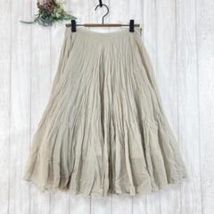 ☆コムサイズム (L) ベージュ フレアスカート ギャザー ミモレ丈 美品