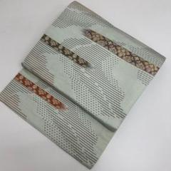 名古屋帯 名物裂 花唐草 金彩 ミントグリーン 九寸 正絹 AO-4801