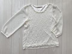 トップス　レディース　春　レース　シースルー　パール