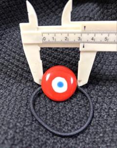ガラスヘアーゴム　ハンドメイド　赤白青ミャクミャクカラー　大きめ訳あり