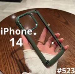 iPhone14 スマホケース カーキ シリコンフレーム ハードケース