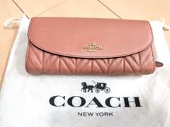 【新品未使用品】COACH 長財布 シグネチャーブラウン/ピンク コーチ 財布 COACH レディース 長財布 ラウンドファスナー
