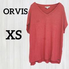 値下げ歓迎★ORVIS 半袖 Vネック トップス【XS】レッド系 夏 訳あり