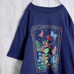 【入手困難】90s USA古着 アニマル 蝶々 バタフライ 昆虫 花 Tシャツ