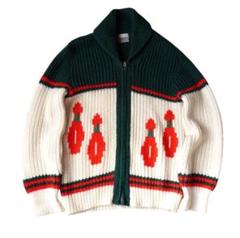 60s olympic カウチンニット lightning zip ボーリング柄 60s olympic カウチンニット lightning zip ボーリング柄