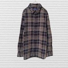 シャツ　チェック柄　黒×茶色×白　長袖　綿100%　コットン　秋冬　カジュアル