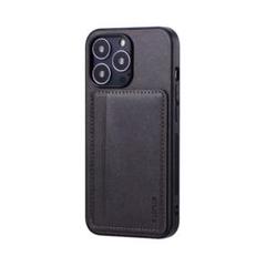 iPhone 13 Pro ポケット兼スタンド付PUレザーケース　ダークグレー
