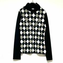 n0444【ヘルシーカレン】セーター　アーガイル柄　タートルネック　ストレッチ