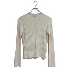 ユニクロ INES リブニットセーター 長袖 L アイボリー 上品 シンプル