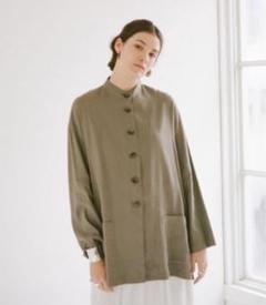 CLANE リネン混　シングル スタンド ボックス ジャケット　Sサイズ