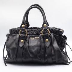 ☆格安・白タグ付☆miu miu VITELLO LUX 2wayギャザーバッグ Rare Miu Miu VITELLO LUX 2way Handbag Shoulder bag Leather