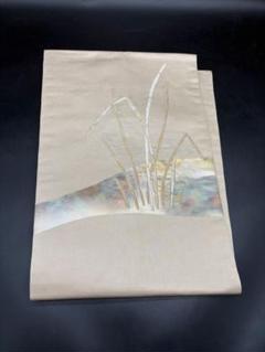 高級　正絹　洒落帯　名古屋帯　アンティーク　銀糸　植物文　カジュアル　184