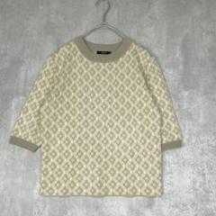 MURUA ムルーア　ベージュ系　　ニット　半袖　五分袖　幾何学模様