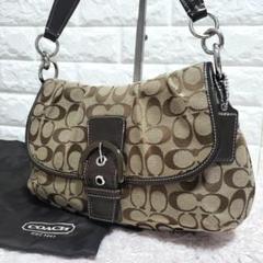 【極美品】コーチ　ショルダーバッグ　サコッシュ　ソーホー　オールレザー　ベージュ 極美品 COACH コーチ シグネチャー ベージュ レザー サコッシュ
