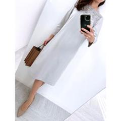 お値下！オシャレ！綿白長袖ワンピース！島田順子！