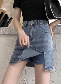 デニム素材ミニタイトスカート★韓国風　普段使いに最適夏の必需品