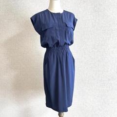 TIENS écoute/ネイビー ノースリーブ ワンピース ウエスト総ゴム
