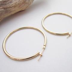 日本製】18金【刻印入・本物】K18フープ40mm×2.0mmピアス【ペア】