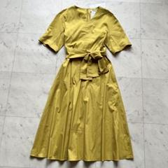 'S MaxMara ウエストリボン ロングフレアワンピース イエロー 40