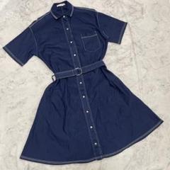 美品 現行 ラコステ ポロドレス ワンピース ネイビー 42 ベルト　XL