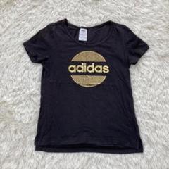 希少▽adidasアディダス▽半袖TシャツLブラック ゴールドビッグロゴ