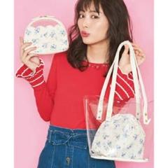 夏にオススメ☆　花柄レディースハンドバッグ　ビニール巾着トート　取り外し可能