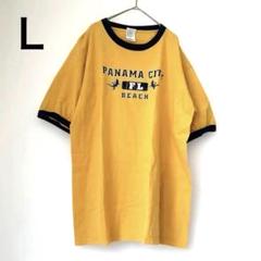 【DELTA】デルタ US古着 リンガーTシャツ 黄色　Ｌ　アメリカ古着