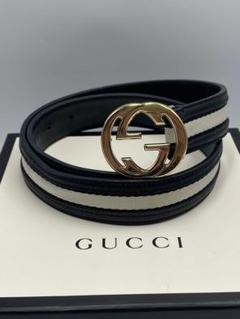 新品☆Gucci ベルト 黒/赤 テキスタイル 金属バックル 保存袋付き