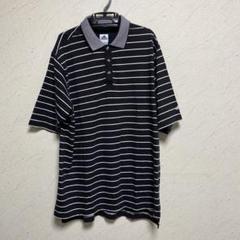 【adidas】アディダス　半袖ボーダーシャツ　黒ボーダー　ブラック　L/G