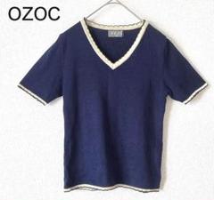 OZOC オゾック ネイビー Vネック半袖トップス 日本製のサムネイル