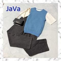 美品【JaVa】夏も快適 サマーニットベスト ブルー Mサイズ レディース