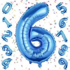 数字 バルーン 大きい ブルー 誕生日 ナンバー 6 アルミ風船 40寸