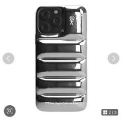 iPhone 13 ケース　ダウンジャケット シルバー　モコモコ感