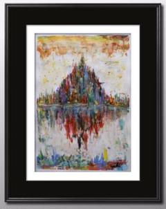 現代アート 「パラレルワールド」 原画 額縁付 50cm×38cm