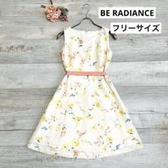 【BE RADIANCE】総レース花柄ＶネックノースリーブワンピースアイボリーFのサムネイル