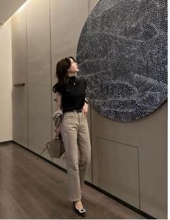 QUNG Teddy Straight Denim カフェラテ QUNG Teddy Straight Denim カフェラテ