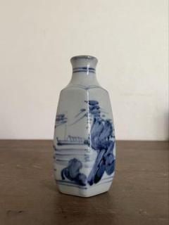 花瓶■古い伊万里 古い染付花器 手描き幾何学模様 捻子紋 八角瓶 時代物 骨董■ 古伊万里 染付 花瓶 花器 花入 徳利 酒器 置物 壺 壷 花模様
