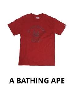 Bathing Ape 長袖サッカーシャツ Lサイズ レッド A BATHING APE - A BATHING APE レッド長袖Tシャツ 赤 ロンT 100