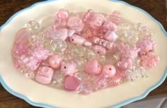 ピンクビーズ　クリアビーズ　ハンドメイド