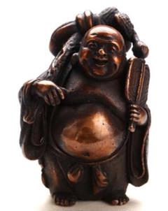 高村泰正　証書　布袋　七福神 　銅製 彫刻 仏像 置物 風水 開運 金運 骨董 高村泰正証書寿老人 七福神 銅製 彫刻 仏像 置物 風水 開運 金運