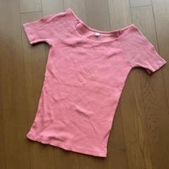 美品　ユニクロ　ボートネック　ピンク　リブ　Tシャツ