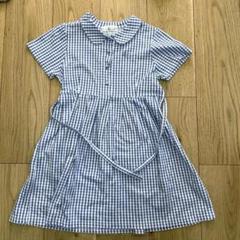 組曲　水色　ギンガムチェック　ワンピース　130cm 140cm LL