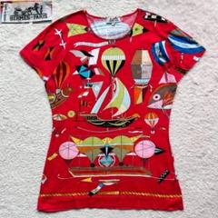 美品】エルメス Tシャツ 気球 飛行船 大空の狂気 レッド M