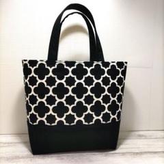 【ハンドメイド】モロッカン柄黒ミニトートバッグ　※マグネット付き※