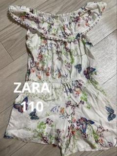 3日間限定 ZARA オフショルダーロンパース 花柄 蝶々 110