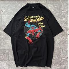メンズ 古着 marvel スパイダーマン グラフィック Tシャツ ブラックのサムネイル